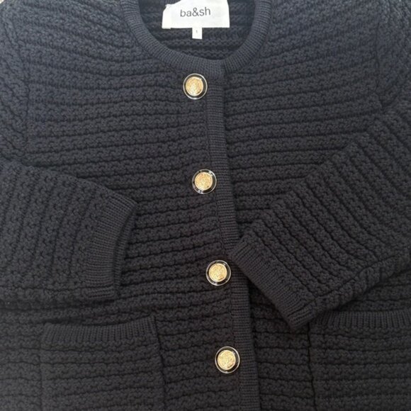 NEW Ba&sh Bash Gaspard Tweed Cardigan Jacket in Black | size 1 / S - Picture 11 of 12